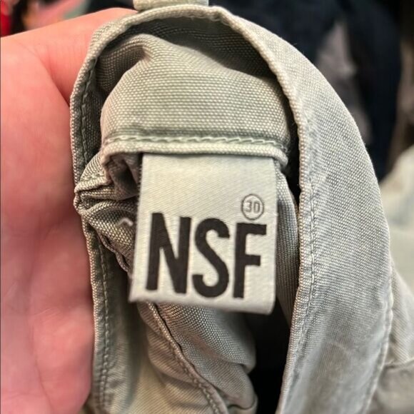 NSF Hodges Cotton Cargo Carpenter Distressed Button Closure Green Utility Pants - Picture 14 of 14